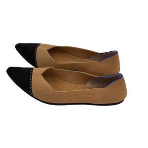 Rothys Womens Brown Black Classic Pointed Toe Camel Cap Ballet Flats Size 8W